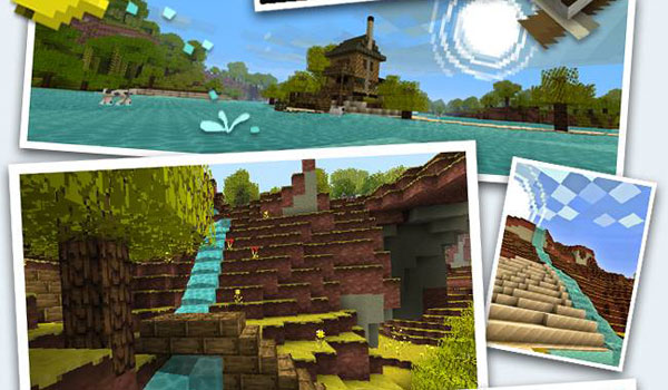 Paisaje de Minecraft donde apreciamos los colores vivos que nos ofrecen las texturas jolicraft 1.8.