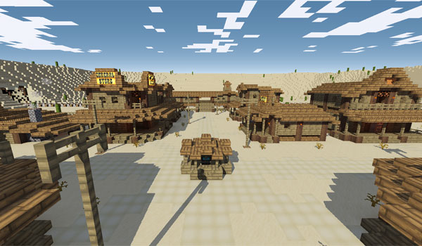 imagen de un pueblo que recrea el salvaje Oeste en esta aventura llamada, Desperado Adventure Map 1.7.2