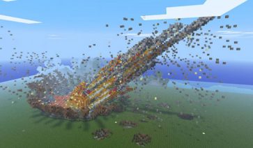 imagen del momento del impacto de un meteorito en Minecraft