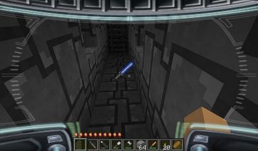 imagen de la textura Star Wars para minecraft, donde vemos un sable de luz, en vez de la típica espada.