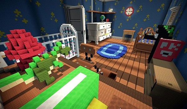 recreación en Minecraft de la habitación de Andy de Toy Story 2