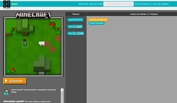 imagen donde podemos ver la interfaz educativa que Microsoft ha desarrollado para utilizar Minecraft cómo herramienta educativa.