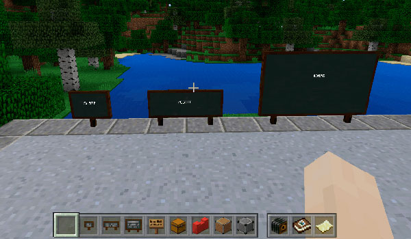 imagen donde vemos los tres tamaños de pizarra que un profesor podrá crear en Minecraft: Education Edition.