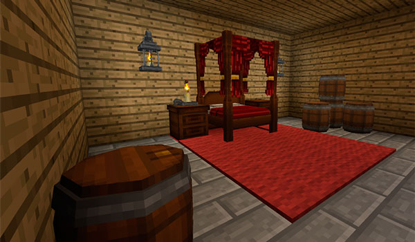 Imagen de ejemplo donde podemos ver una habitación decorada con los objetos decorativos que añade este mod.