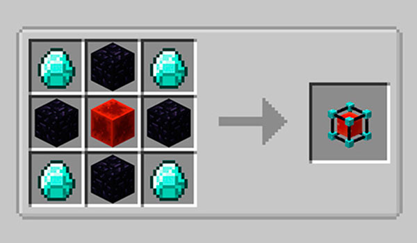Imagen donde podemos ver cómo es la receta para fabricar el bloque funcional que añade el mod Amulet Stone 1.13.2.