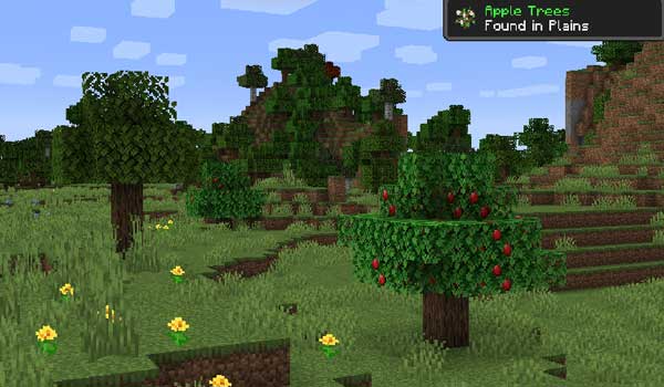 Imagen donde podemos ver un manzano, generado a partir del mod Premium Wood.