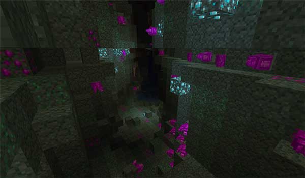 Imagen donde podemos ver cómo es una de las nuevas cuevas que añade el mod Astemir's Forest Craft 1.16.1, 1.16.2, 1.16.3, 1.16.4 y 1.16.5.