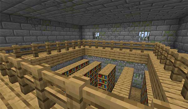 Imagen donde podemos ver la biblioteca que puede generarse dentro de las nuevas mazmorras que añade el mod Castle Dungeons.