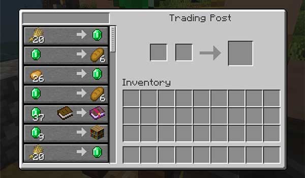 Imagen donde podemos ver la interfaz de comercio que añade el mod Trading Post.