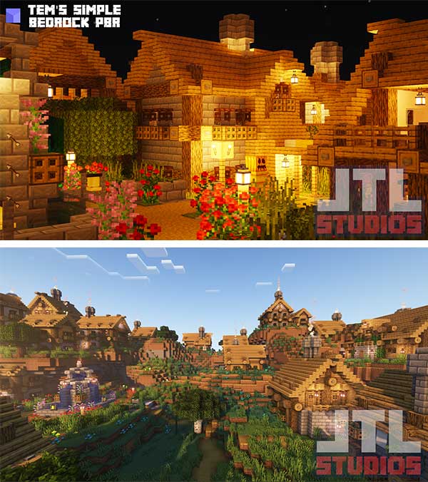 Imagen donde podemos ver el aspecto general de los edificios de las nuevas aldeas que se generarán con el mod Better Village.