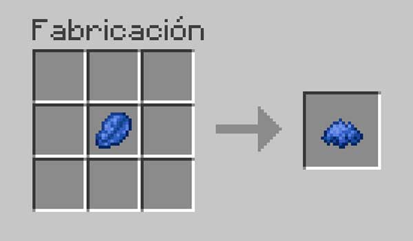 Imagen donde podemos ver cómo se fabrica el tinte azul en Minecraft.
