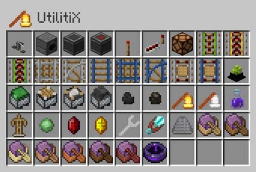 Imagen donde podemos ver todos los nuevos objetos y bloques que podremos fabricar y utilizar gracias al mod UtilitiX.