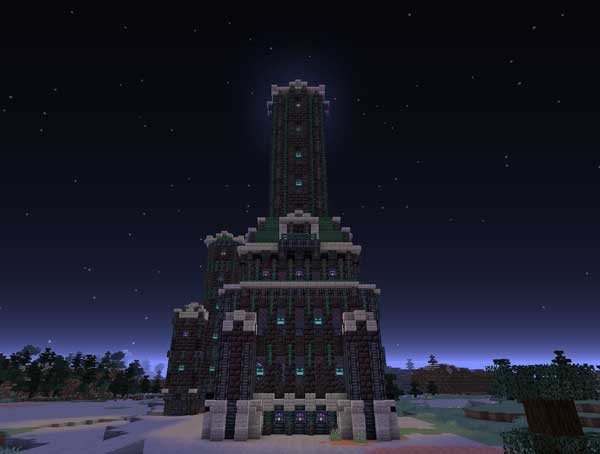 Imagen donde podemos ver un castillo decorado con los nuevos bloques de construcción que nos ofrece el mod Dustrial Decor.