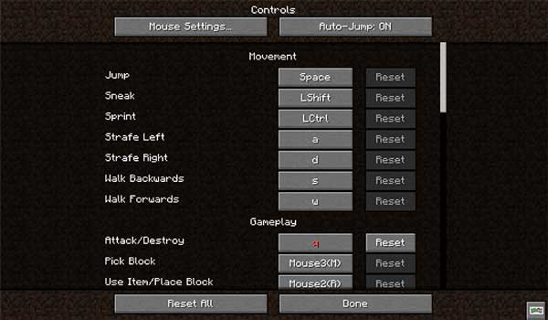 Imagen donde podemos ver el menú de selección de controles que nos ofrece el mod Keyboard Wizard.
