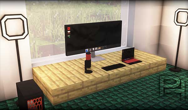 Imagen donde podemos ver una habitación decorada con varios objetos gaming del mod Gaming Deco.