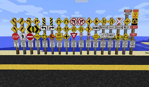 Imagen donde podemos ver las señales de tránsito que nos ofrece el mod Nifty Blocks.