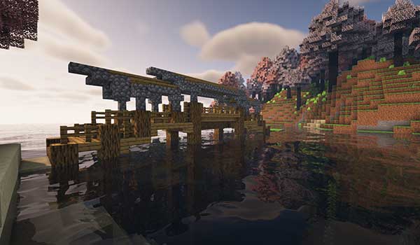 Imagen donde podemos ver uno de los puentes que se generarán de forma natural al instalar el mod Yung’s Bridges.