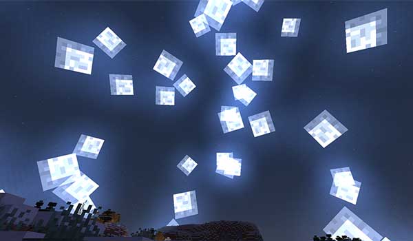 Imagen donde podemos ver un cielo de Minecraft con un montón de lunas, gracias al mod Celestial.