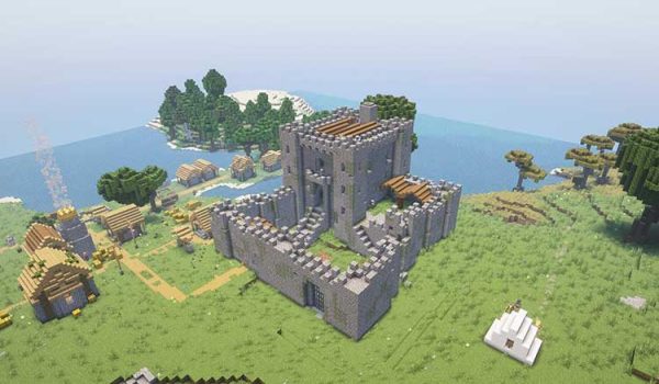 Imagen donde podemos ver una de las nuevas estructuras, en este caso un castillo, que añade el mod Camps, Castles and Carriages.
